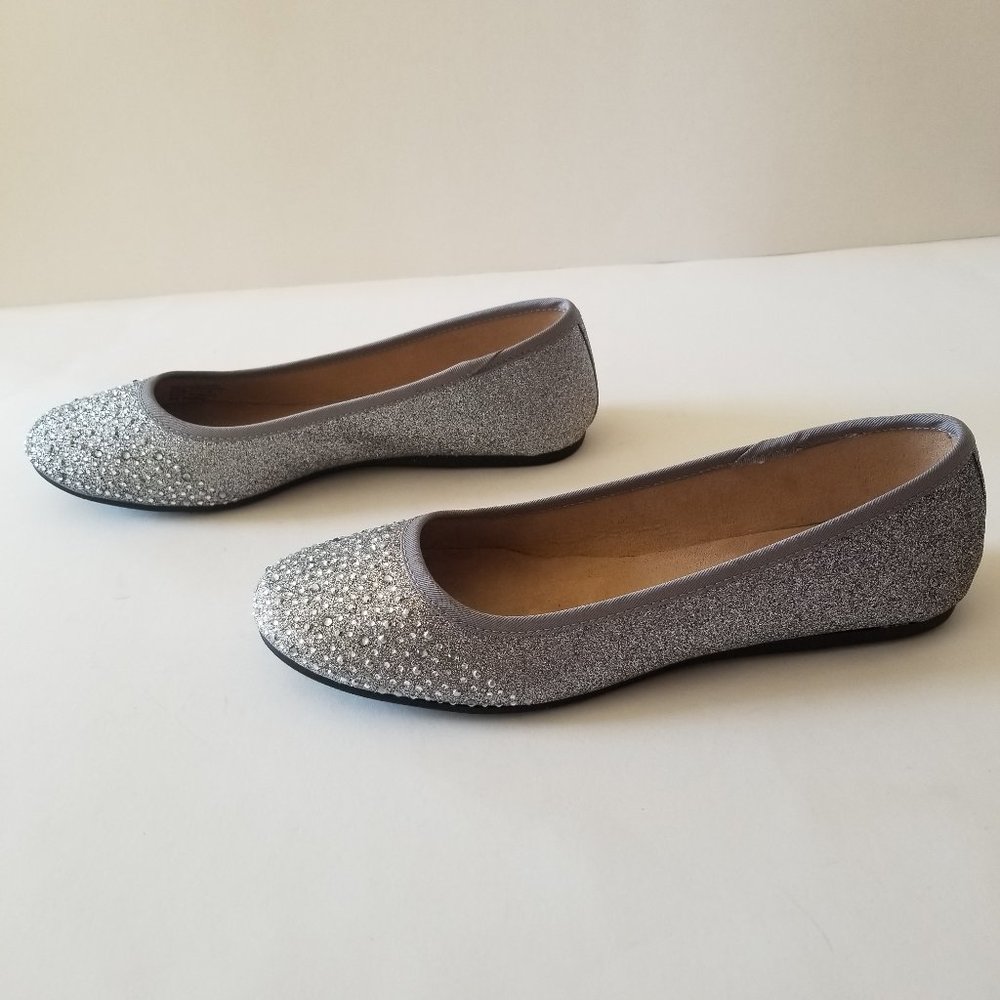 Style & Co Angelyn Sparkle Silver, Pewter Ballet Flats (size 8)